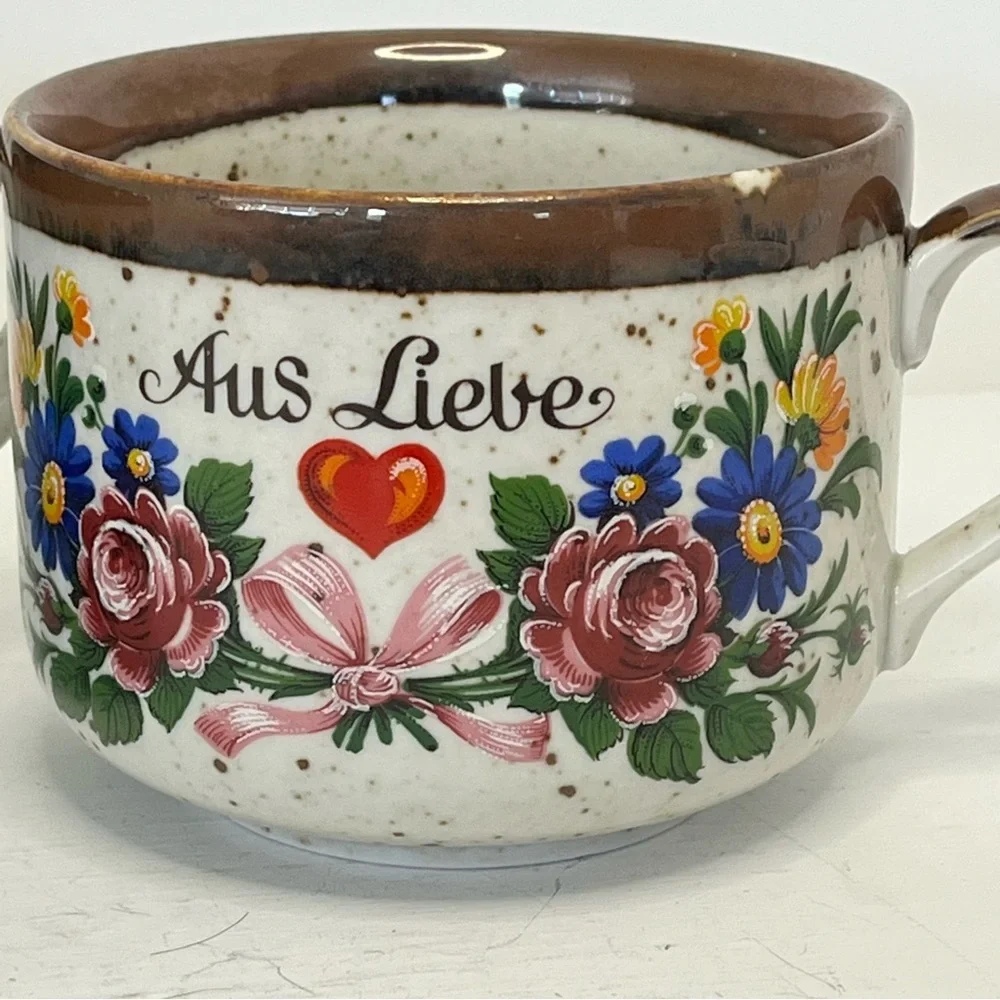 Vintage German Floral Ceramic Mugs Set - Brown and White - Picture 4 of 12